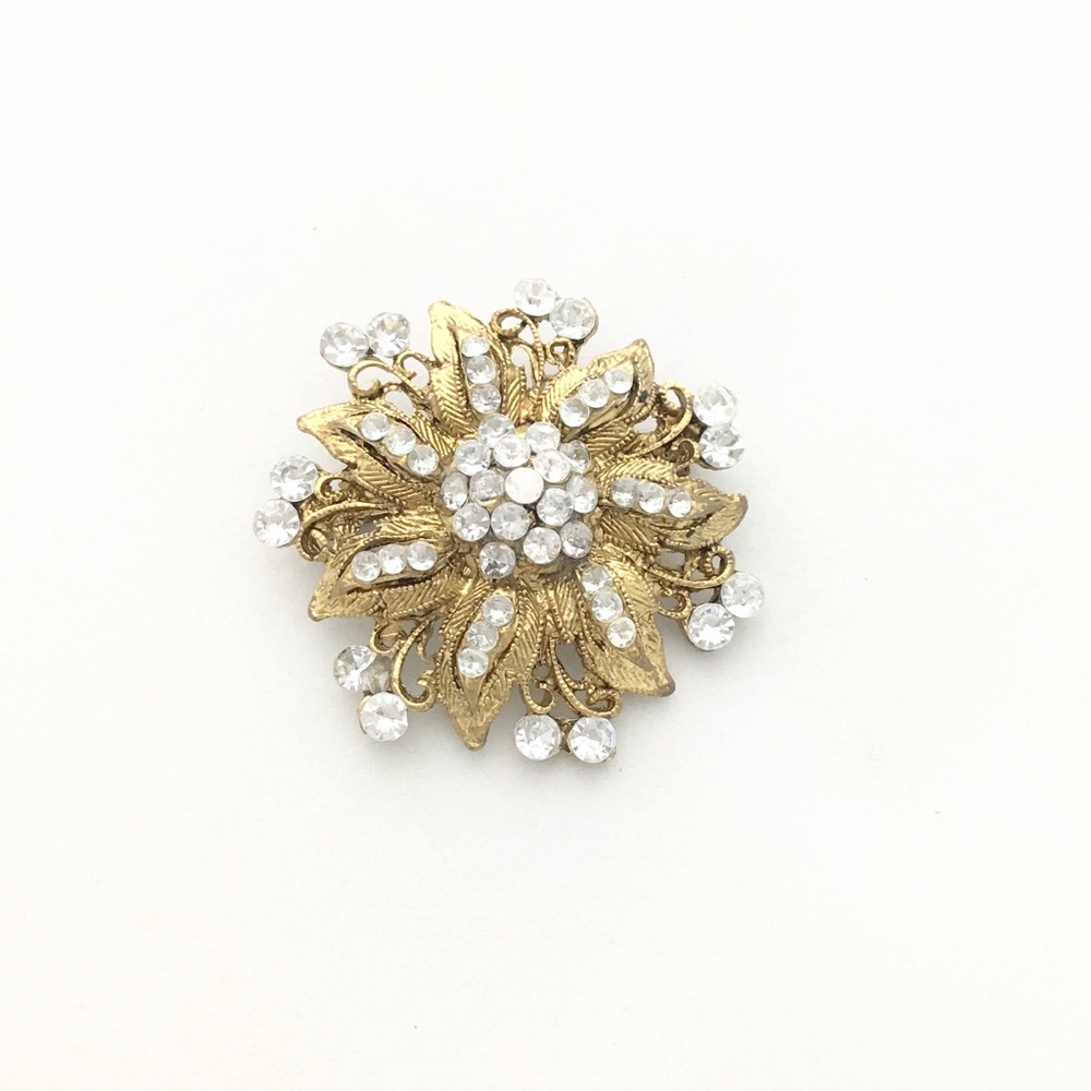 Vintage Crystal Flower Brooch